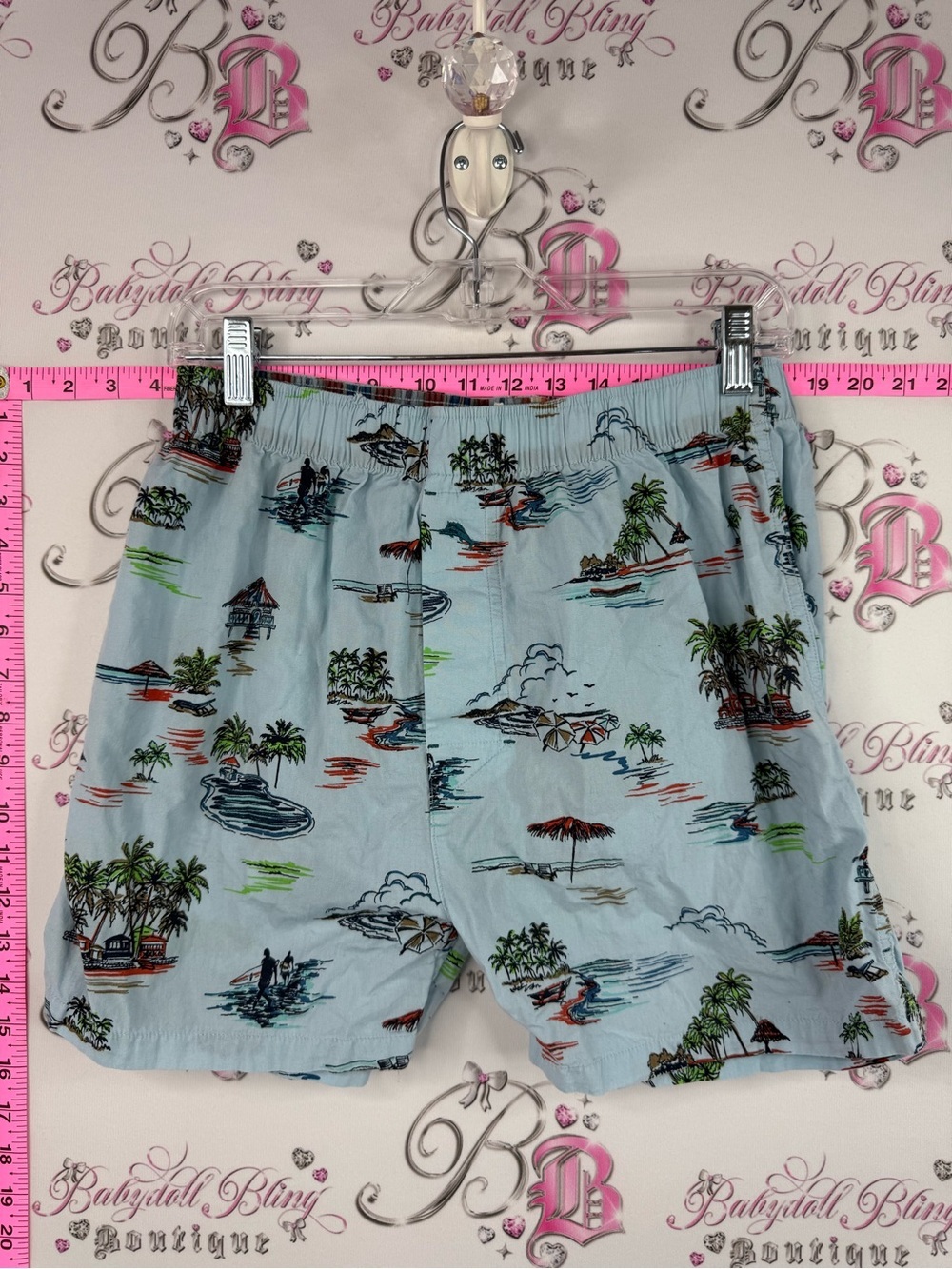 Tommy Bahama shorts Light Blue Tropical Print palm trees beach Athletic Shorts